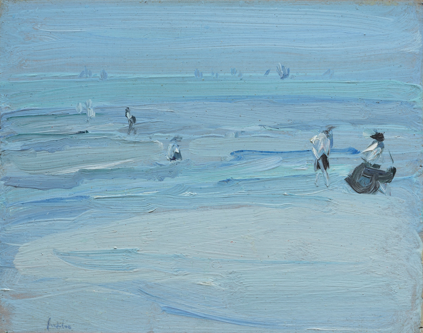 Paris Plage by Samuel John Peploe, oil painting depicting a lively beach scene with vibrant colors.