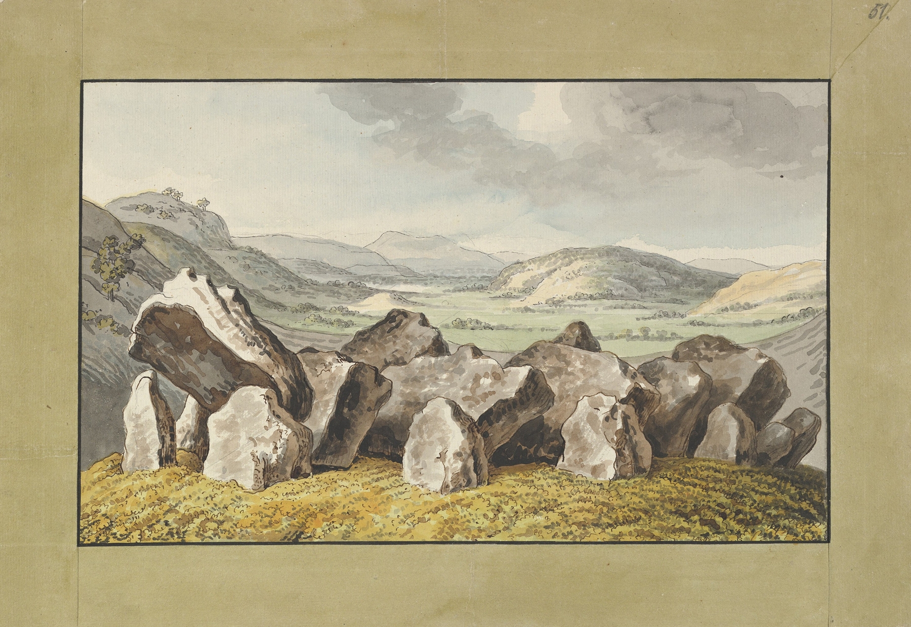 A prehistoric stone circle on a mound, oil on canvas by Johann Heinrich Wilhelm Tischbein