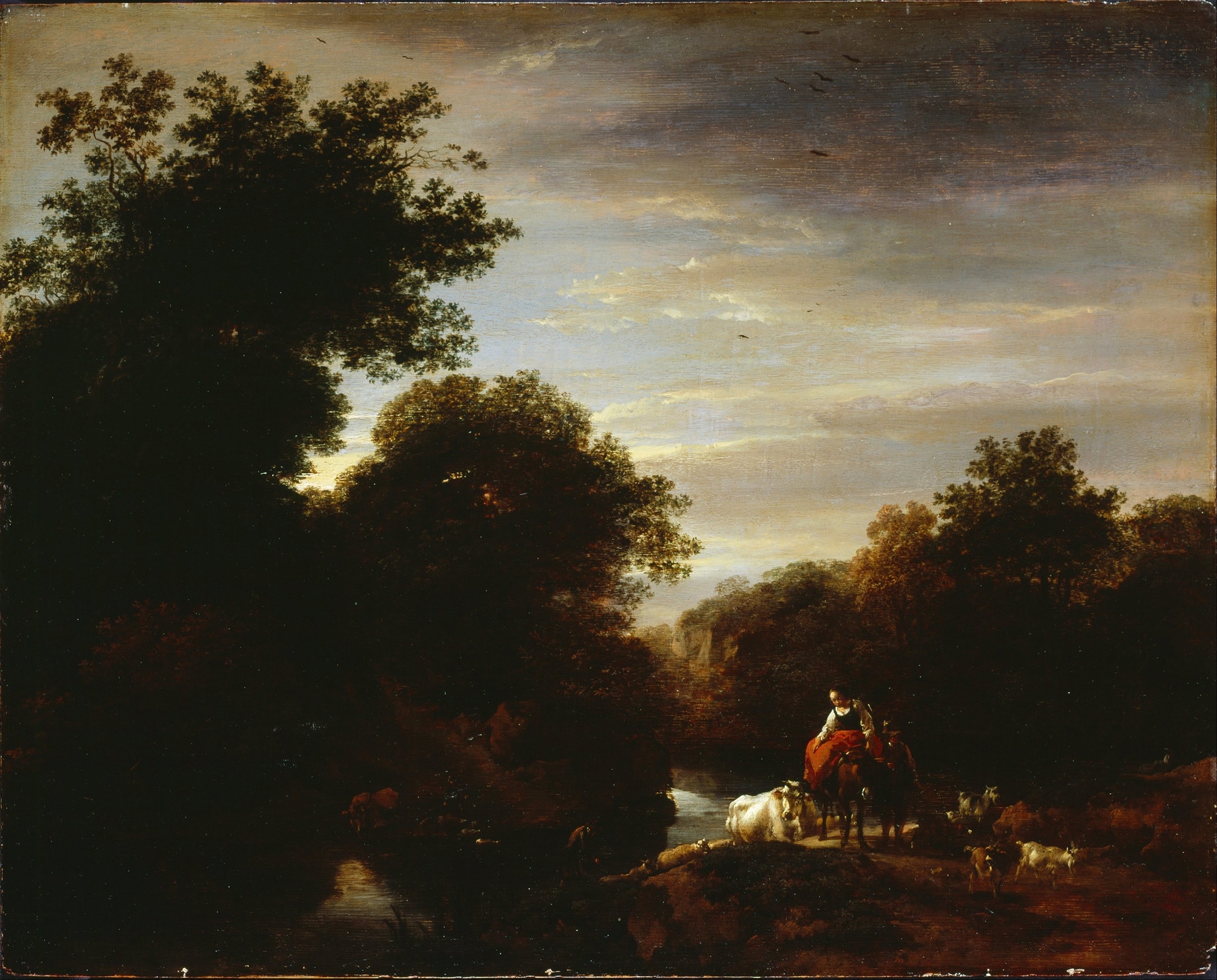 Peasants at a Ford, by Nicolaes Pietersz Berchem, public domain