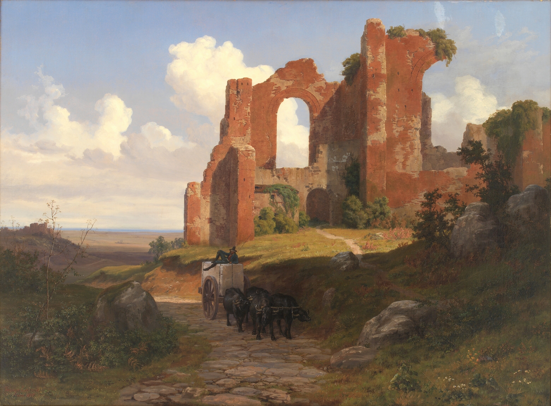 View of the Terme di Caracalla in Rome, oil on canvas by Thorald Læssøe