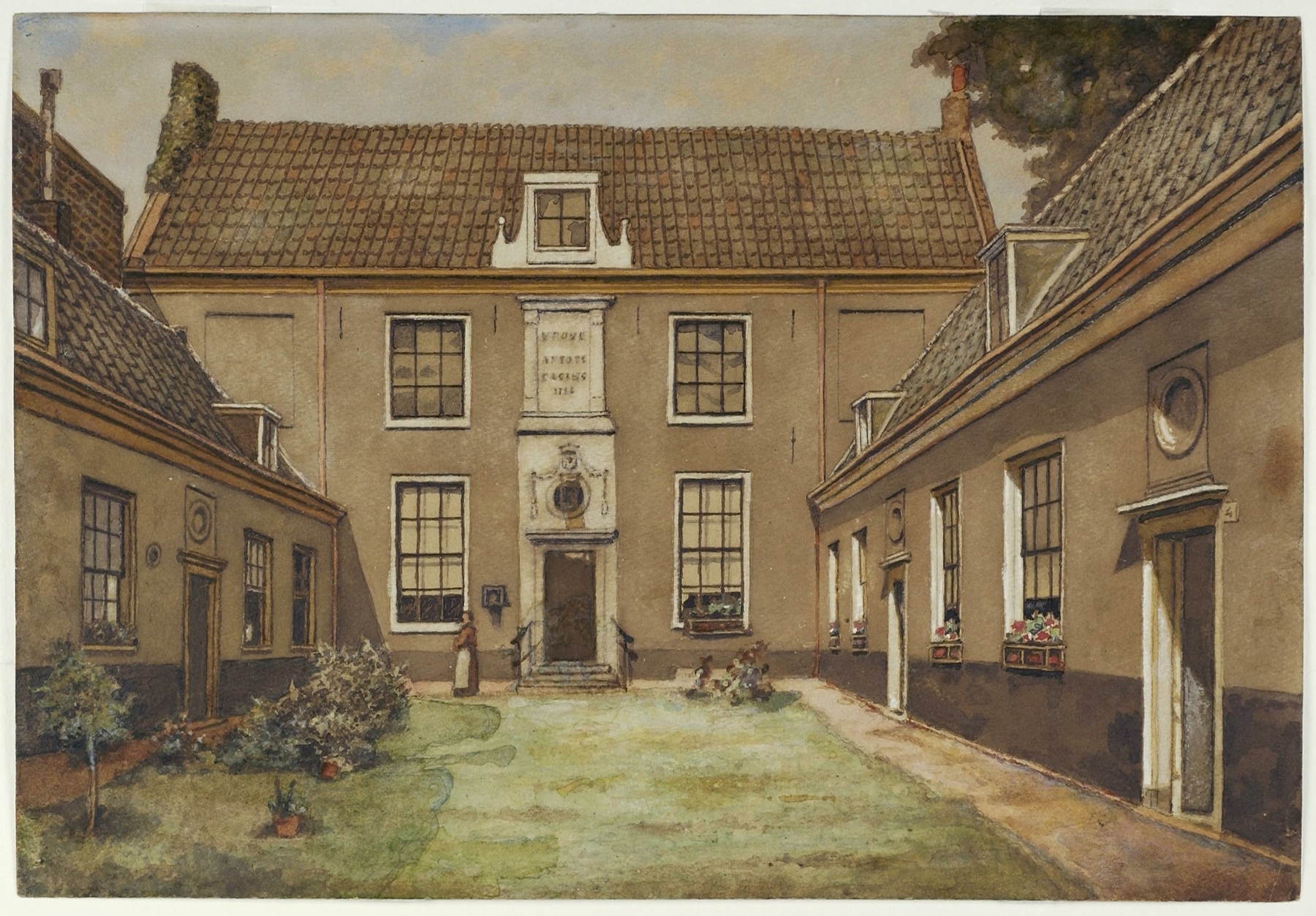 Architecture of Het Vrouwe- en Antoniegasthuis, oil on canvas by Hendrik Jan Wesseling