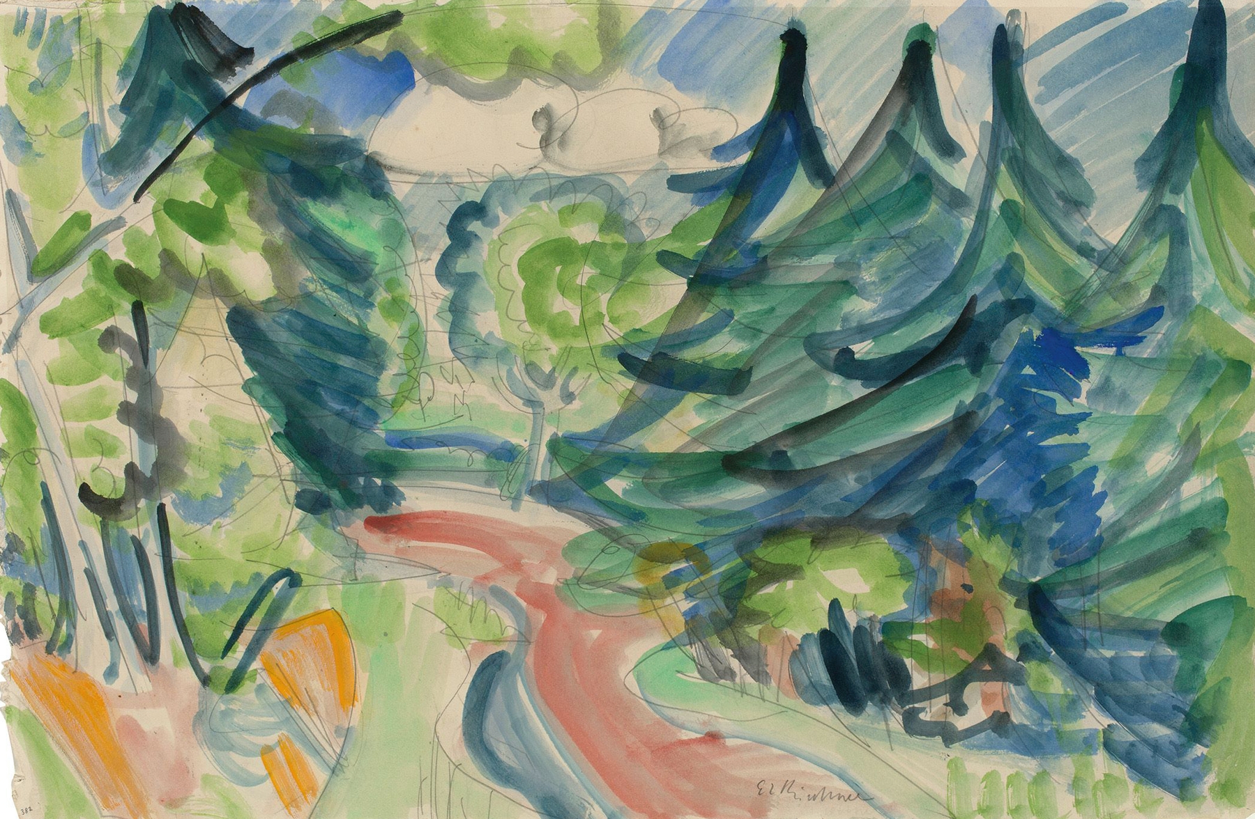 Waldstraße im Taunus, by Ernst Ludwig Kirchner, public domain