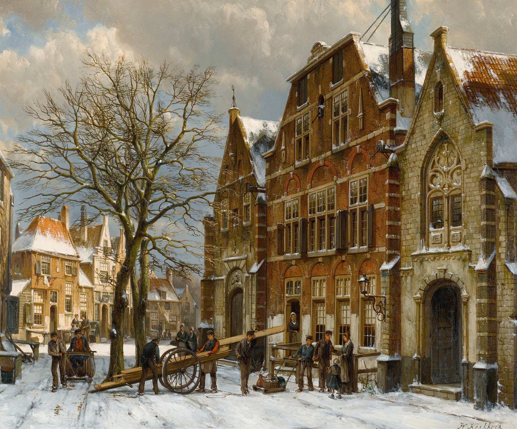 Winter Street Scene, Oudewater, by Willem Koekkoek, public domain