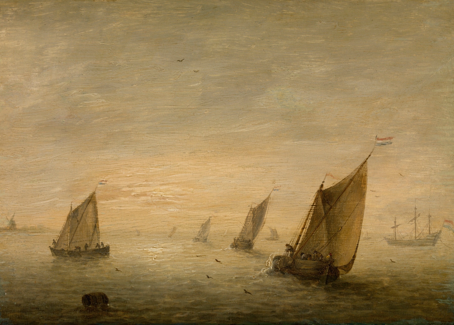 Calm Sea, by Simon de Vlieger, public domain