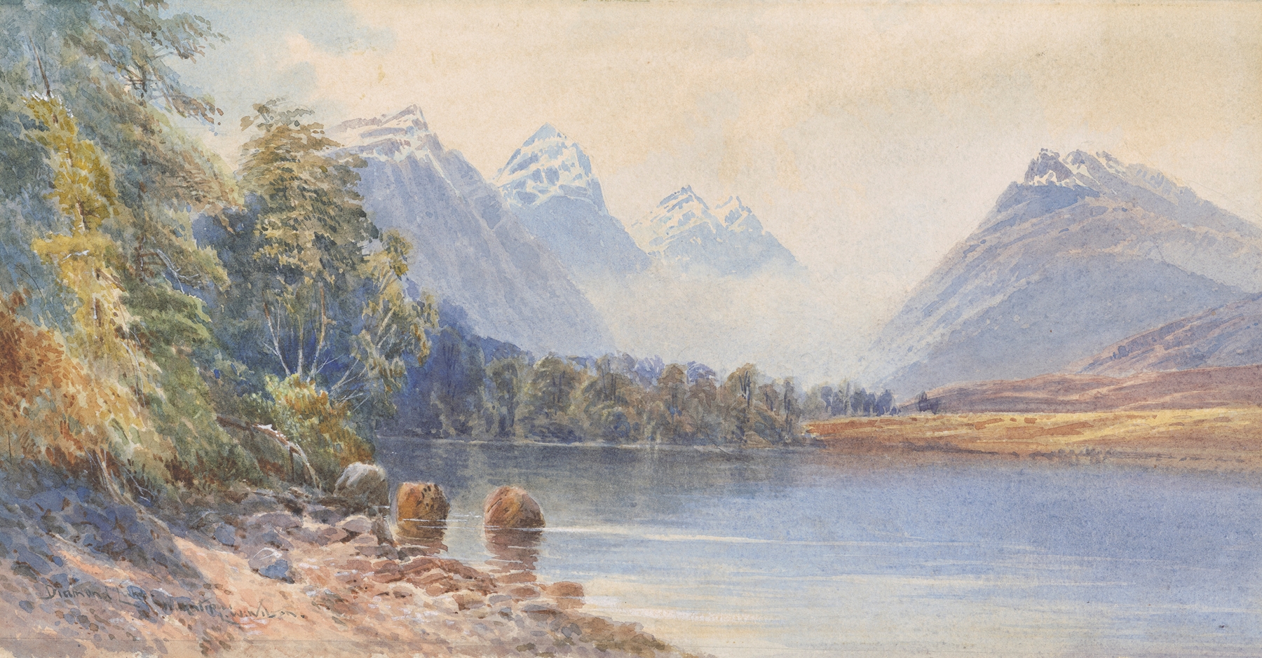 Landscape of Diamond Lake, Wakatipu by Laurence William Wilson, oil on canvas