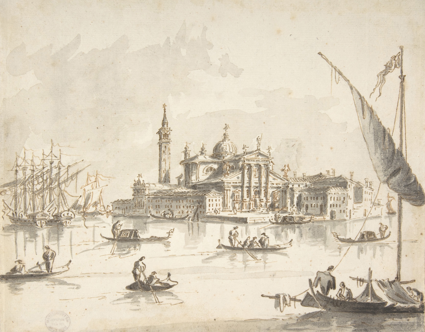 The Island of San Giorgio Maggiore, Venice, by Giacomo Guardi, public domain