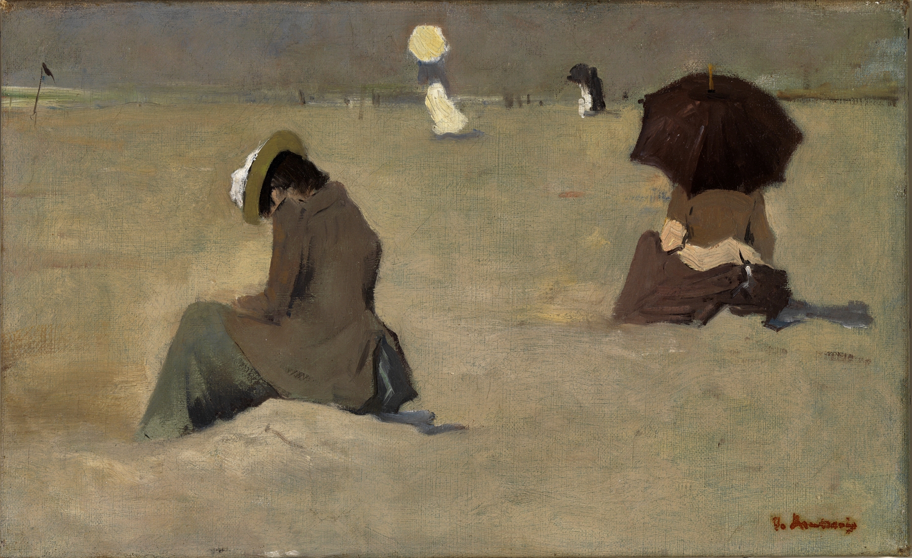 Marine scene with waves and shore by Floris Arntzenius, oil on canvas