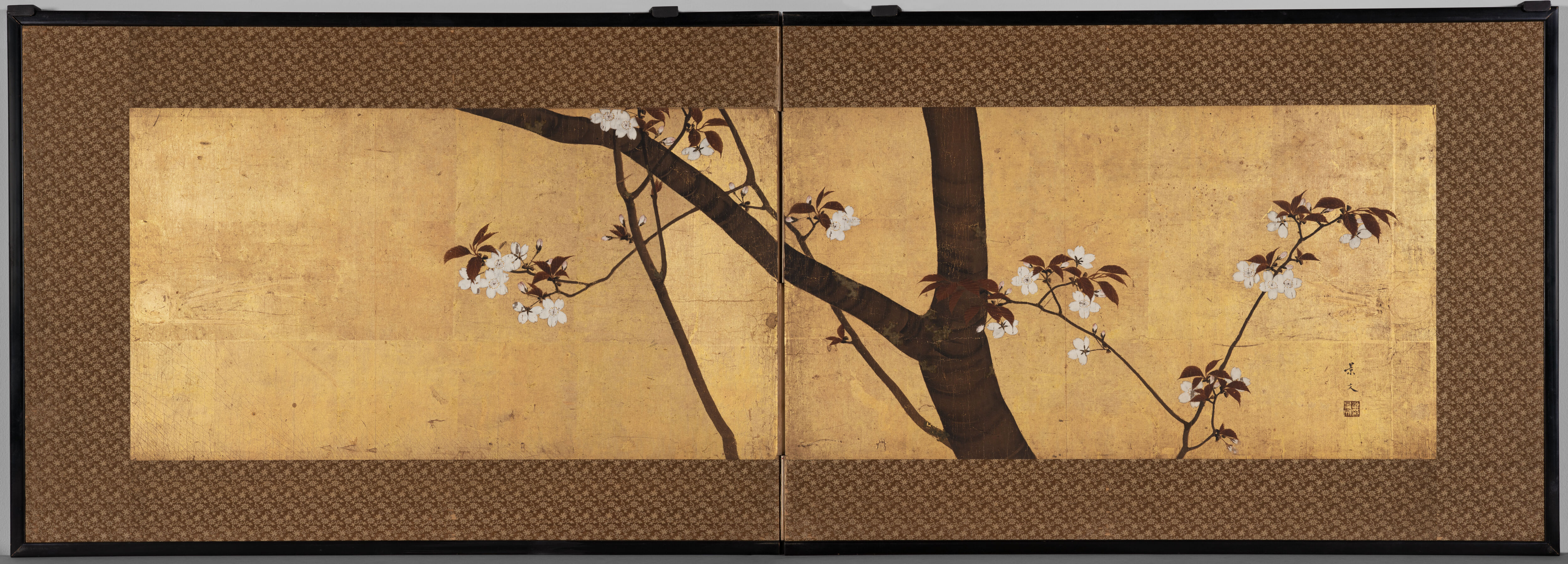 Blossoming Cherry Tree in gold by Unknown Artist