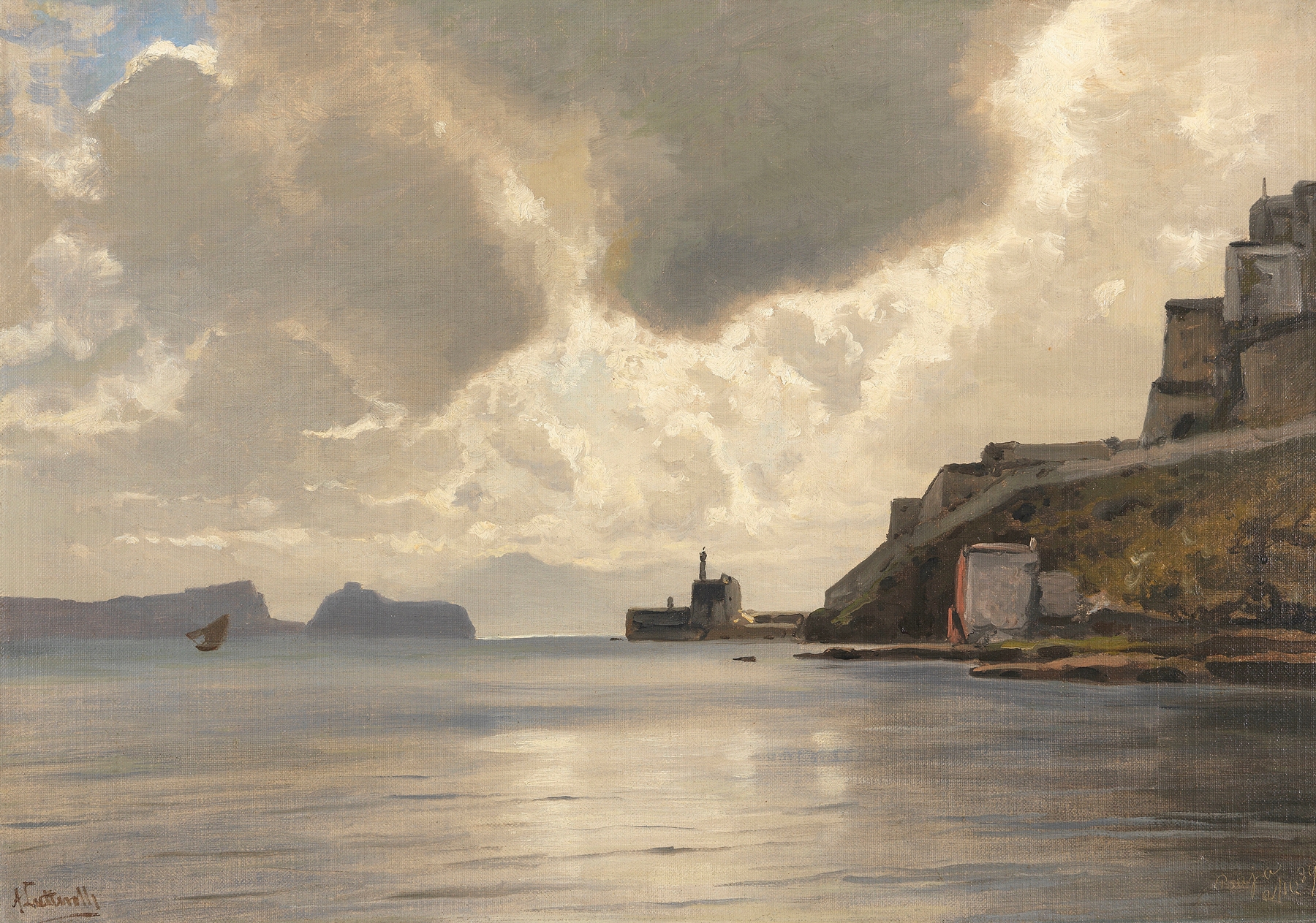 Küste beim Castello di Baia am Golf von Pozzuoli, by Ascan Lutteroth, public domain