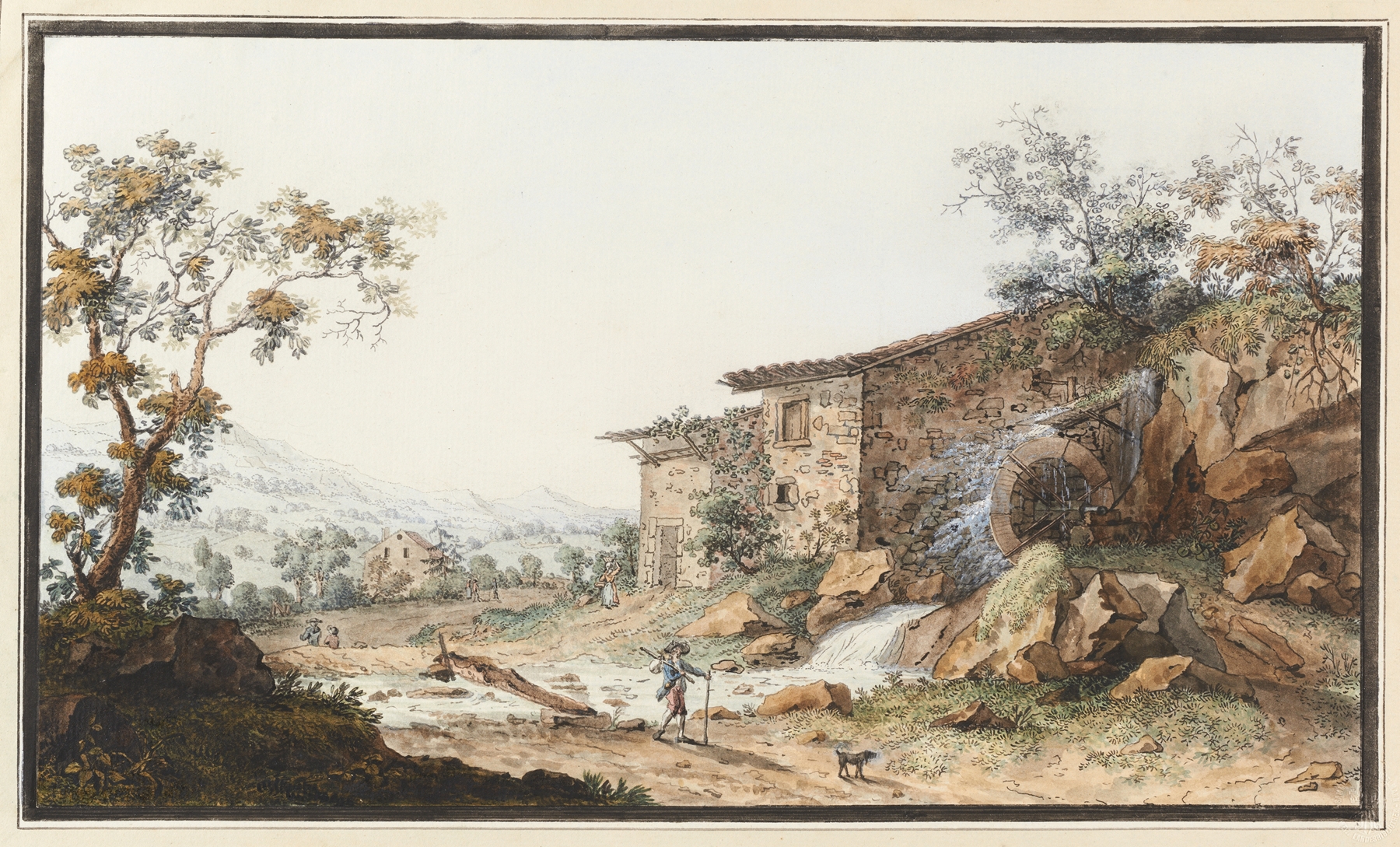 Vue d’un moulin en Savoie, by Carl Ludwig Hackert, public domain
