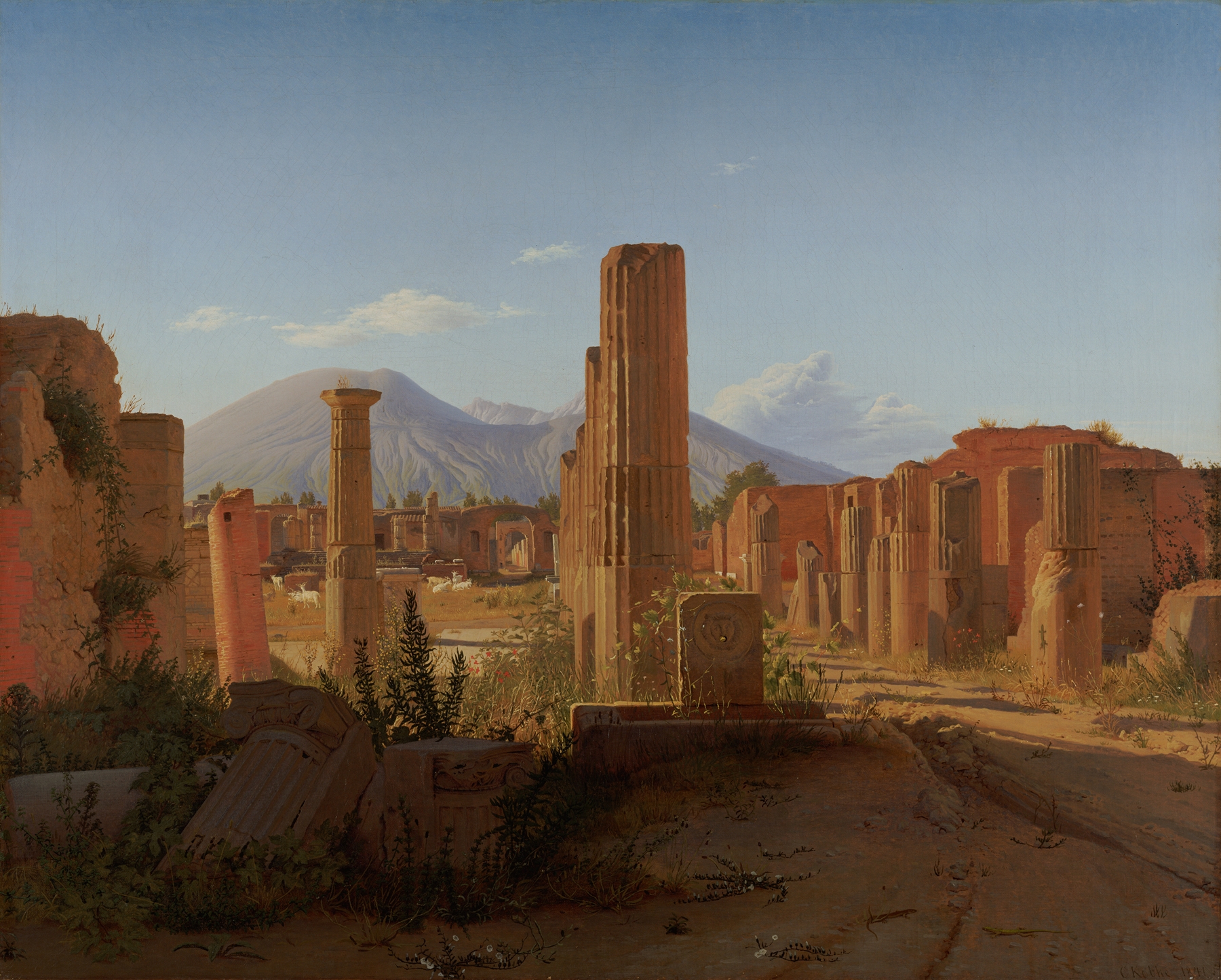 The Forum, Pompeii, with Vesuvius in the Distance, by Christen Købke, public domain