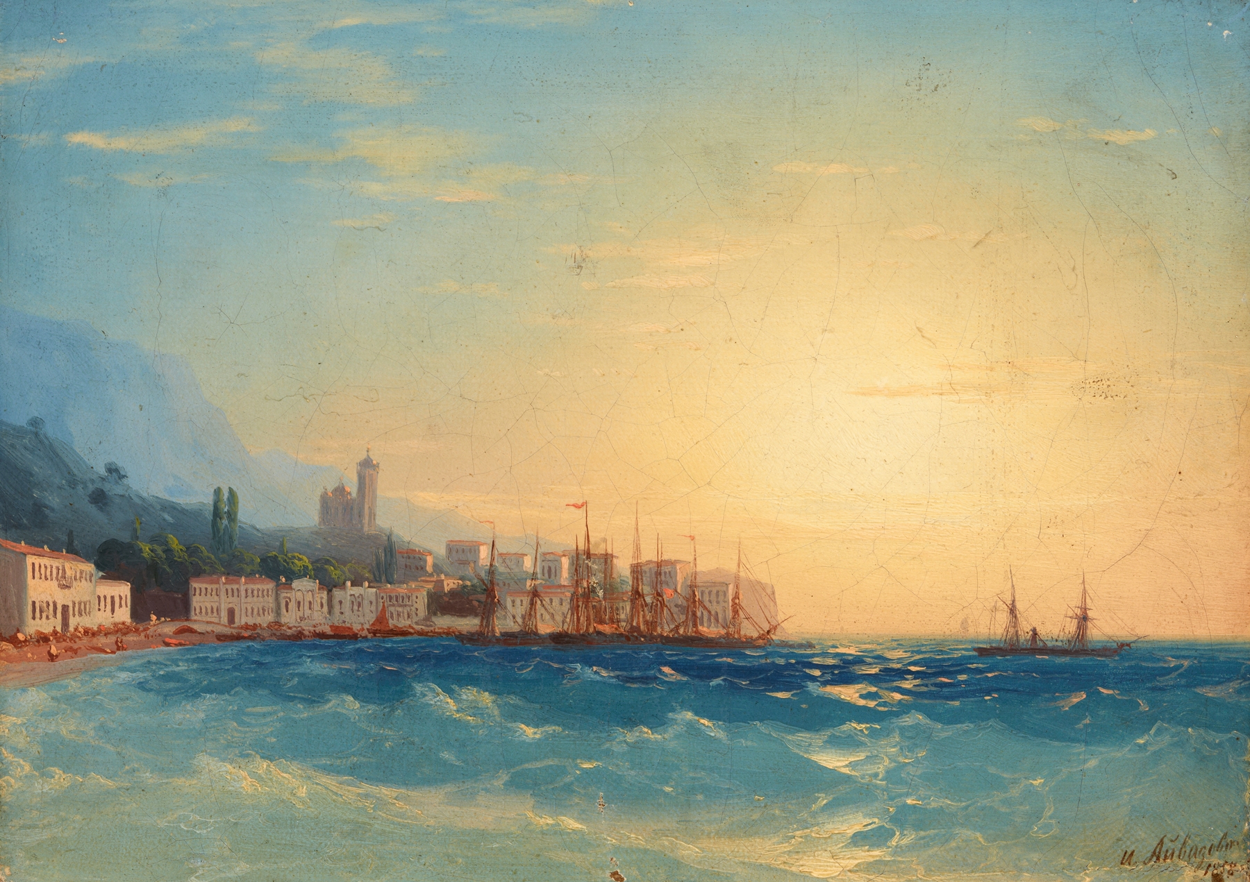 Harbor with Ships, by Ivan Konstantinovich Aivazovsky, public domain