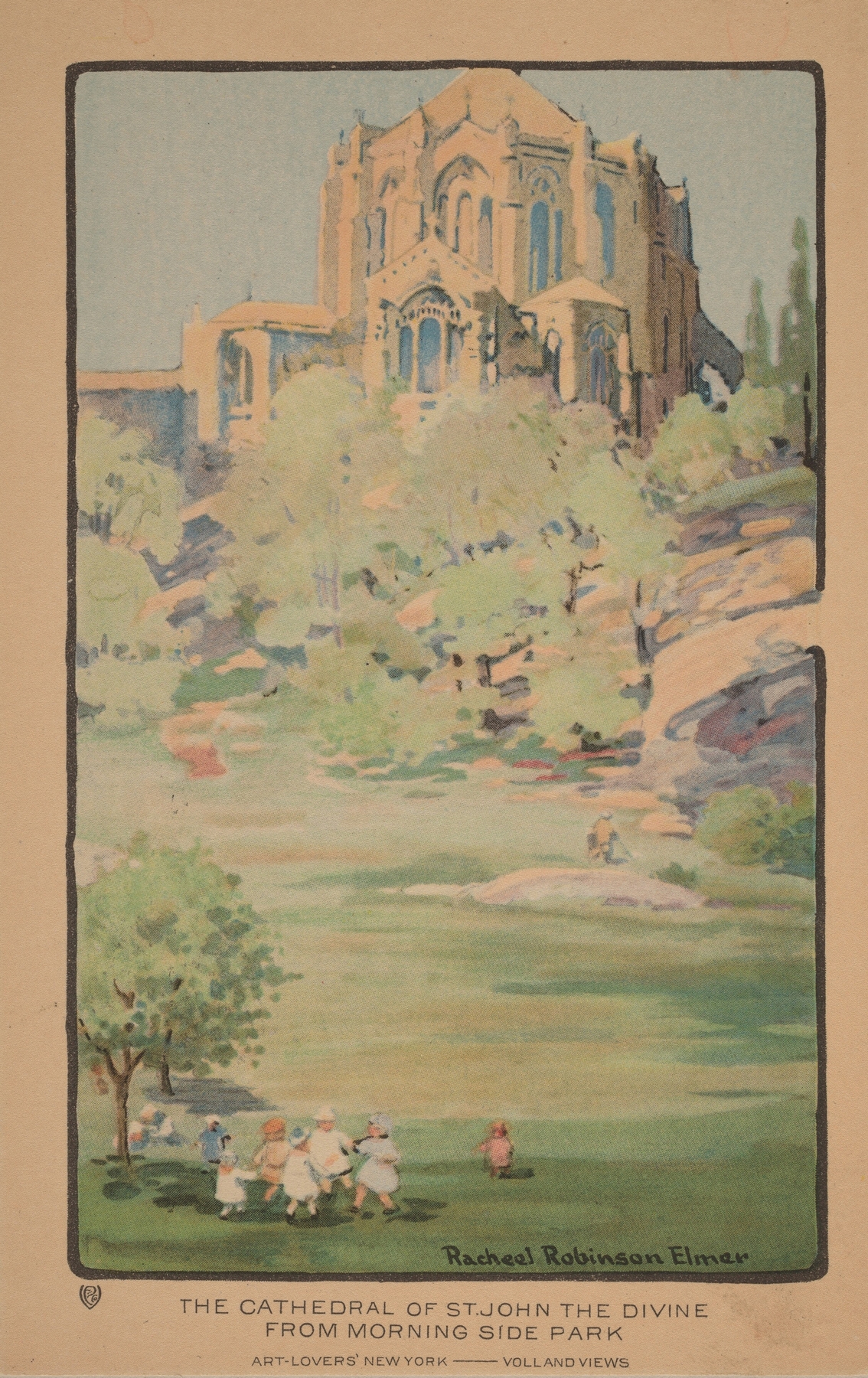 The Cathedral of St. John the Divine from Morningside Park, by Rachael Robinson Elmer, public domain