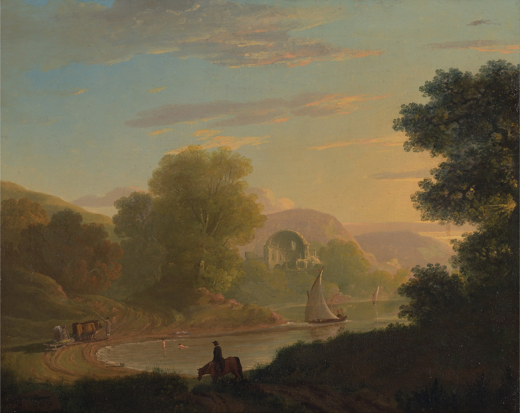 An Imaginary Coast Scene, with the Temple of Venus at Baiae, by Thomas Jones, public domain