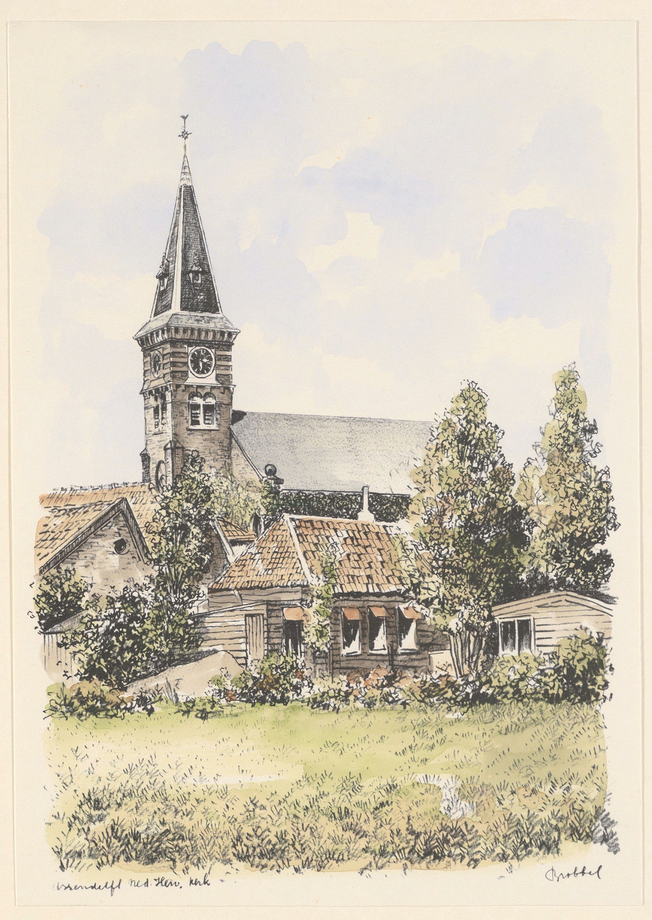 Interior of Assendelft Ned. Herv. Kerk, oil on canvas by Bob Brobbel