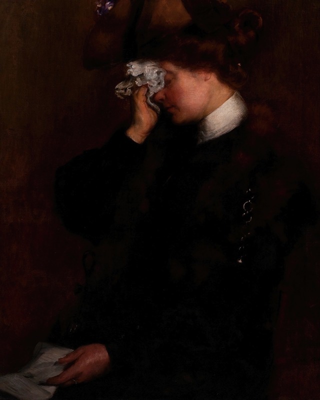A woman reading a letter in a serene interior setting.