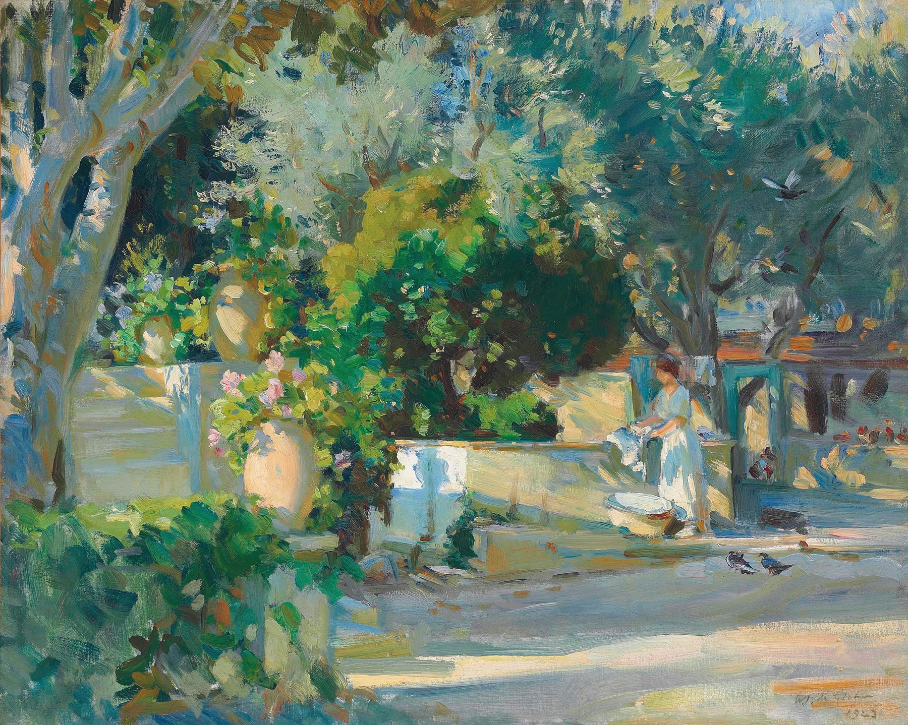 Wash Day by Wilfrid Gabriel de Glehn, women washing clothes in water, impressionism