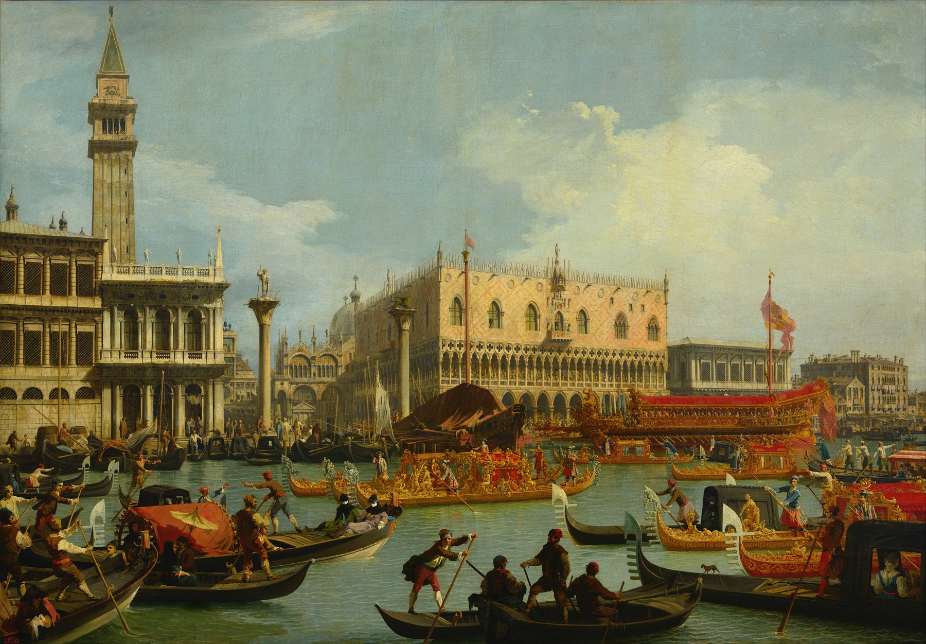 The Bucintore Returning to the Molo on Ascension Day, by Canaletto, public domain