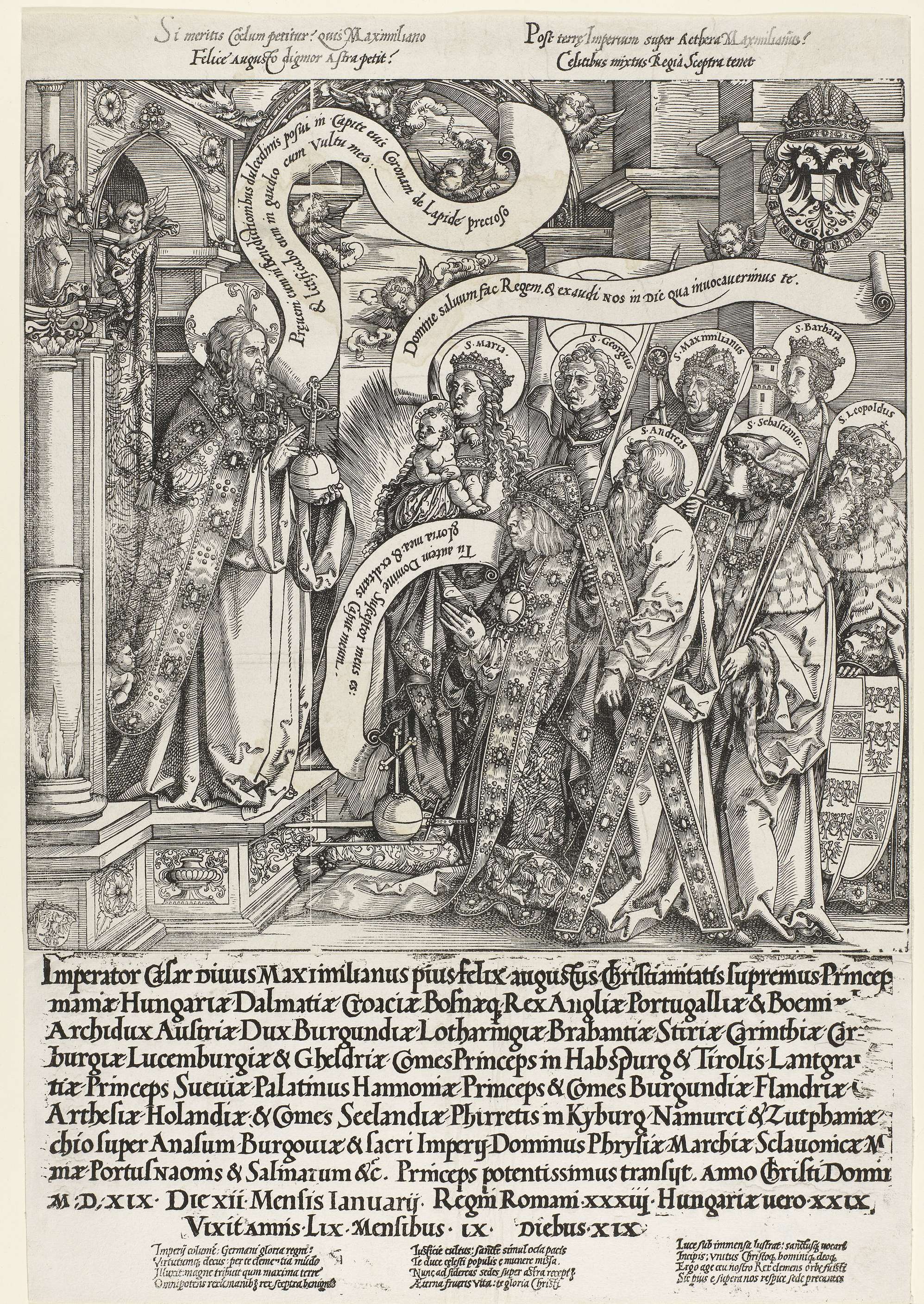 Keizer Maximiliaan I knielt voor Christus, by Albrecht Dürer, public domain