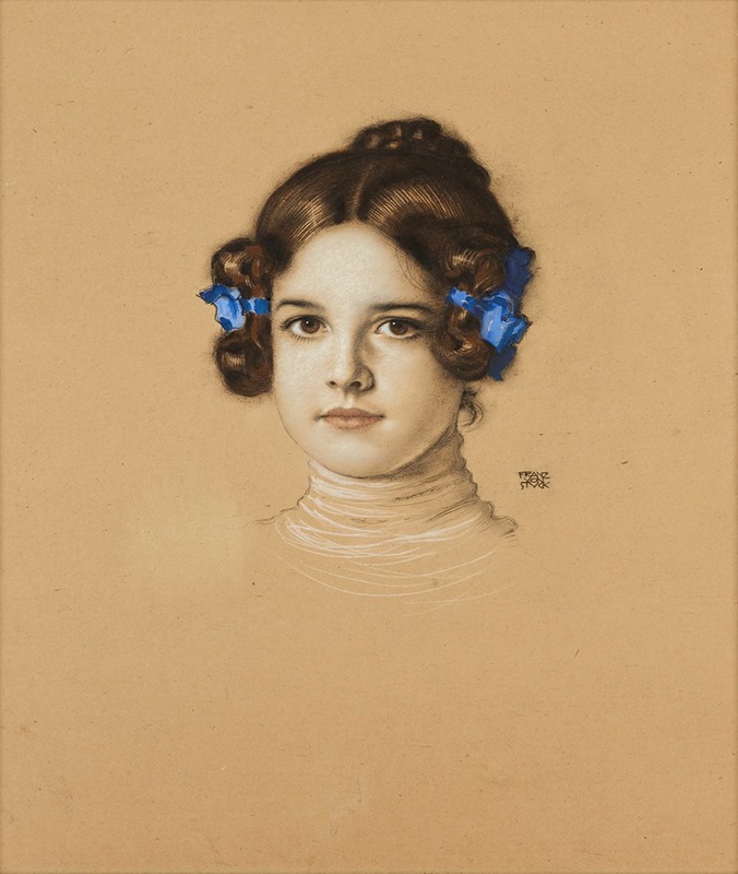 A portrait of Mary Stuck, daughter of the artist Franz von Stuck, showcasing Symbolist elements.