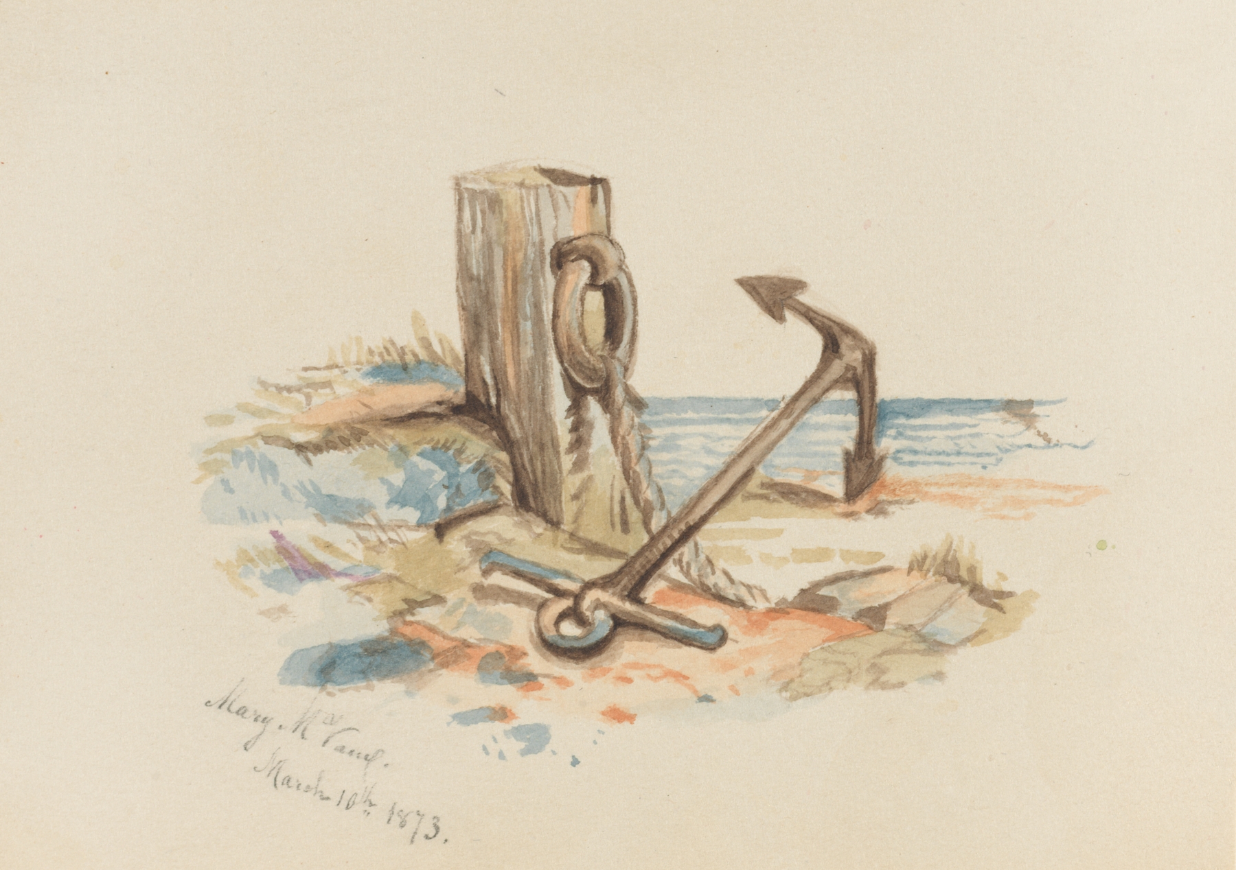 Mooring and Anchor, by Mary Vaux Walcott, public domain