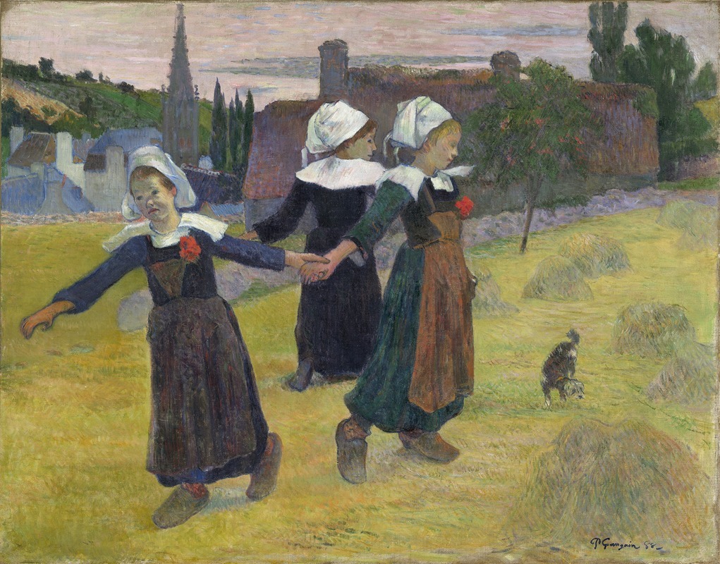 Paul Gauguin's 'Breton Girls Dancing, Pont-Aven' captures the vibrant culture of Brittany through dance.