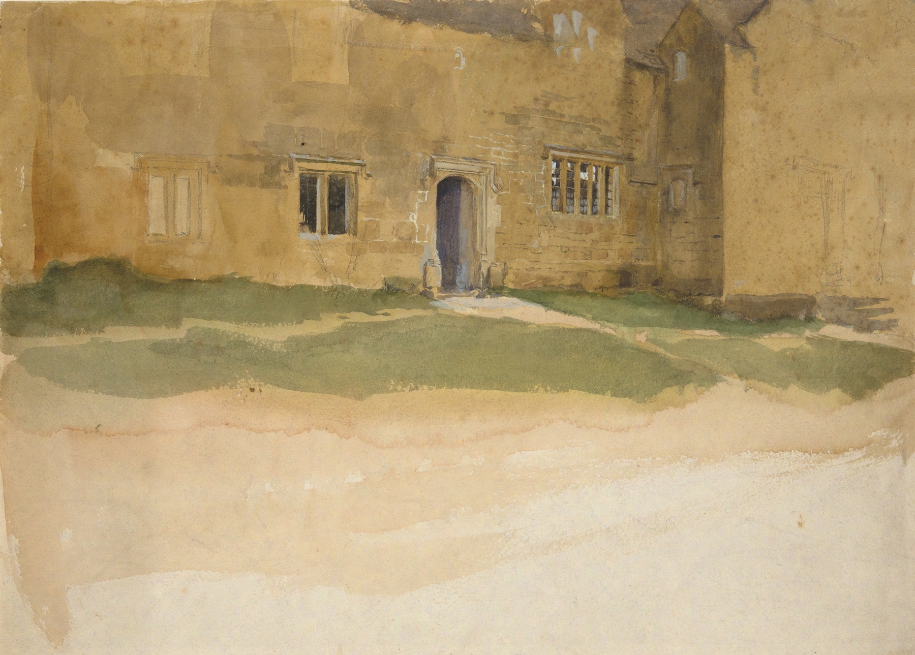 Study of an English medieval house, by Edwin Austin Abbey, public domain