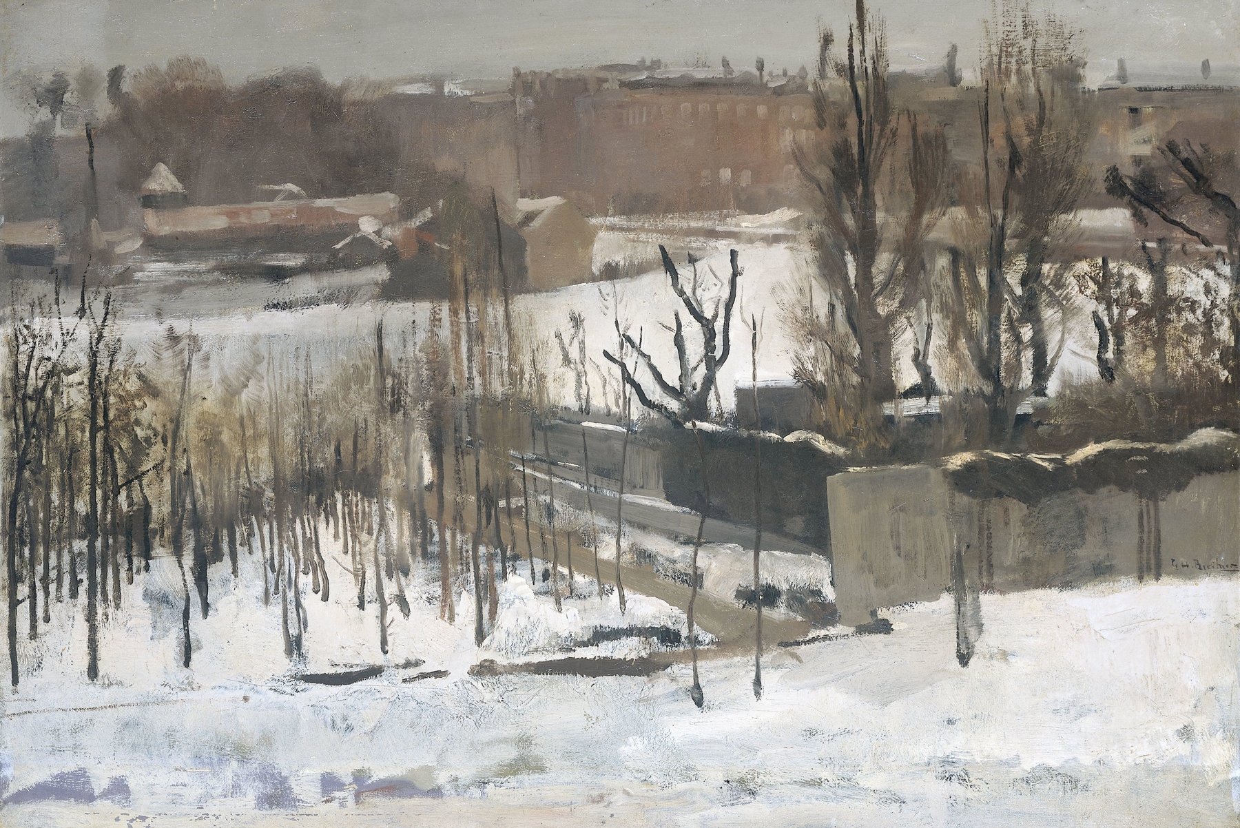 View of the Oosterpark, Amsterdam, in the Snow, by George Hendrik Breitner, public domain