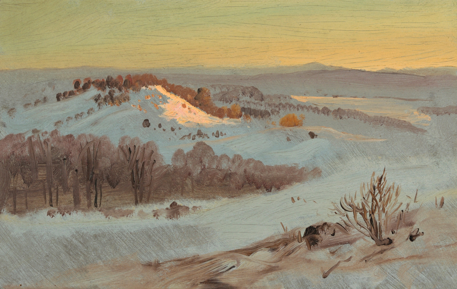 Hudson Valley in winter, oil on canvas by Frederic Edwin Church