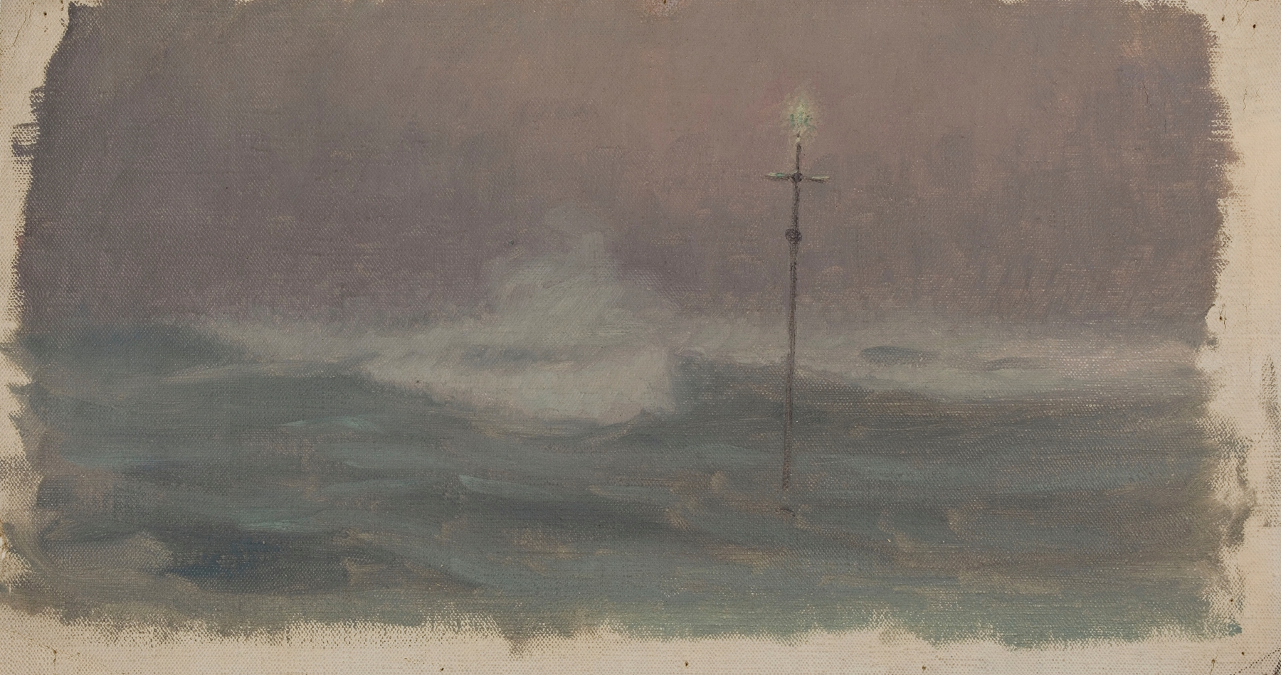 Croix et vague, Bretagne by Henry Brokman, oil painting depicting a cross and waves.