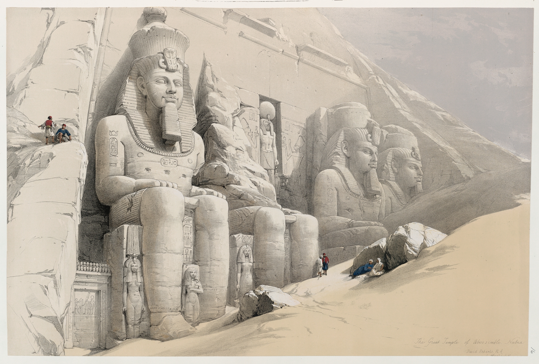 The Great Temple of Aboo Simble. Nubia., by David Roberts, public domain