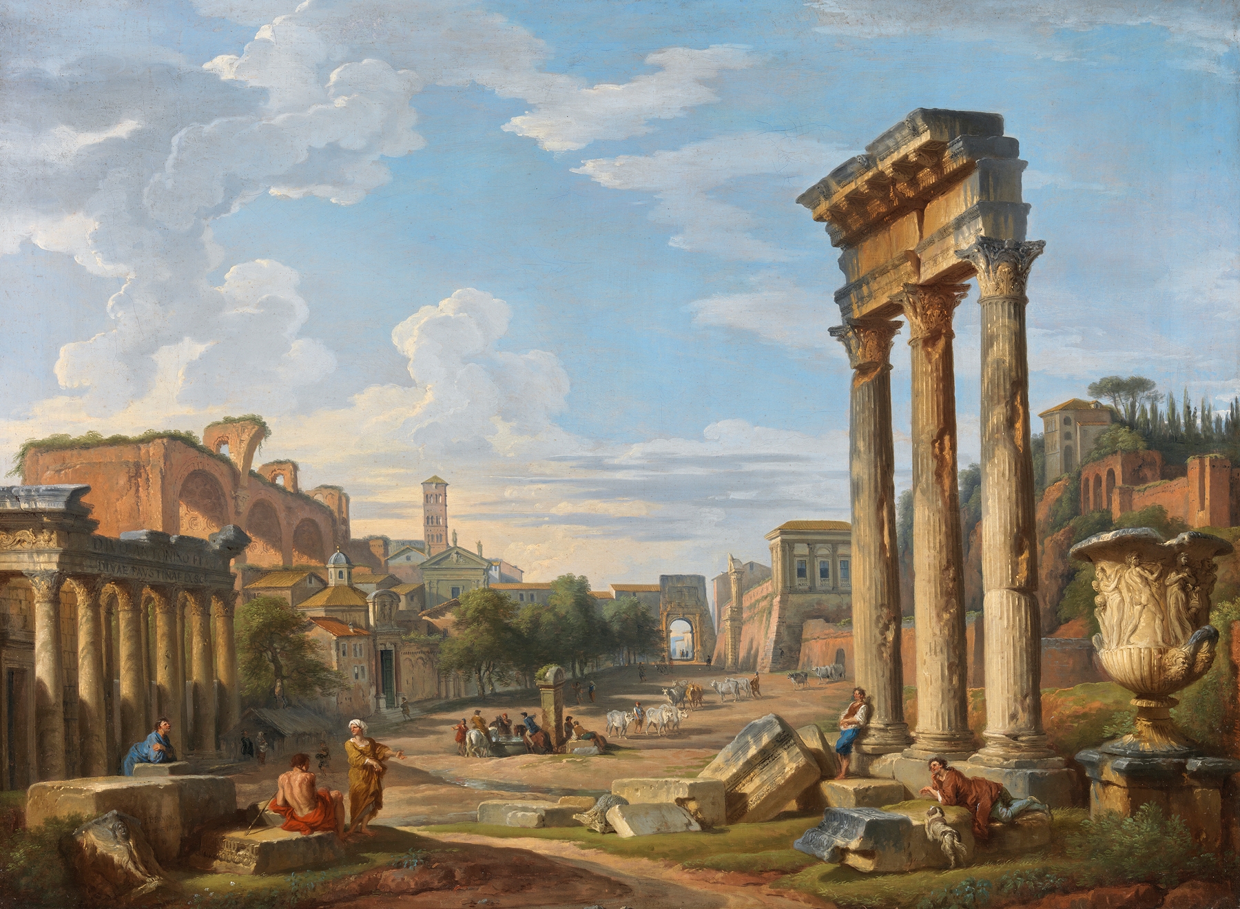 The Roman Forum, by Giovanni Paolo Panini, public domain