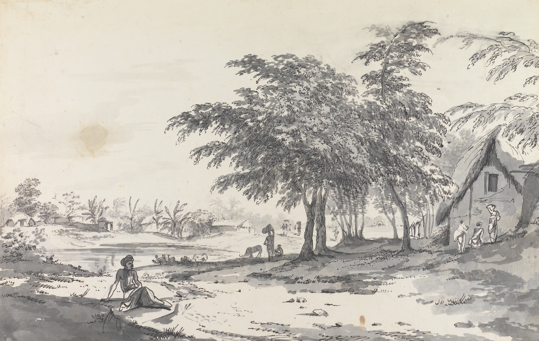 Original Drawings for Choix de Vues de L’Inde, ink on paper by William Hodges