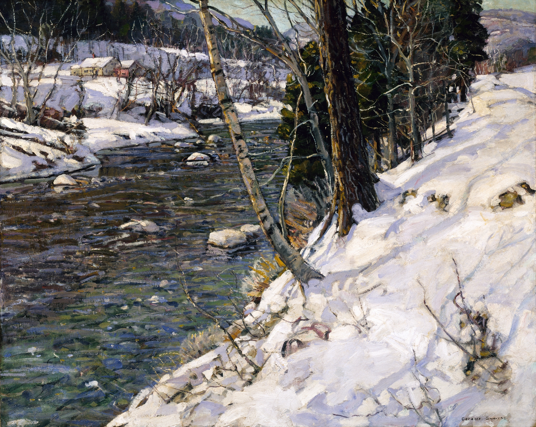 Landscape of rolling hills in sunlight, oil on canvas by George Gardner Symons