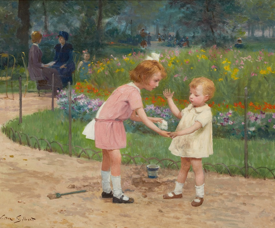 A vibrant depiction of the Luxembourg Gardens by Victor Gabriel Gilbert.