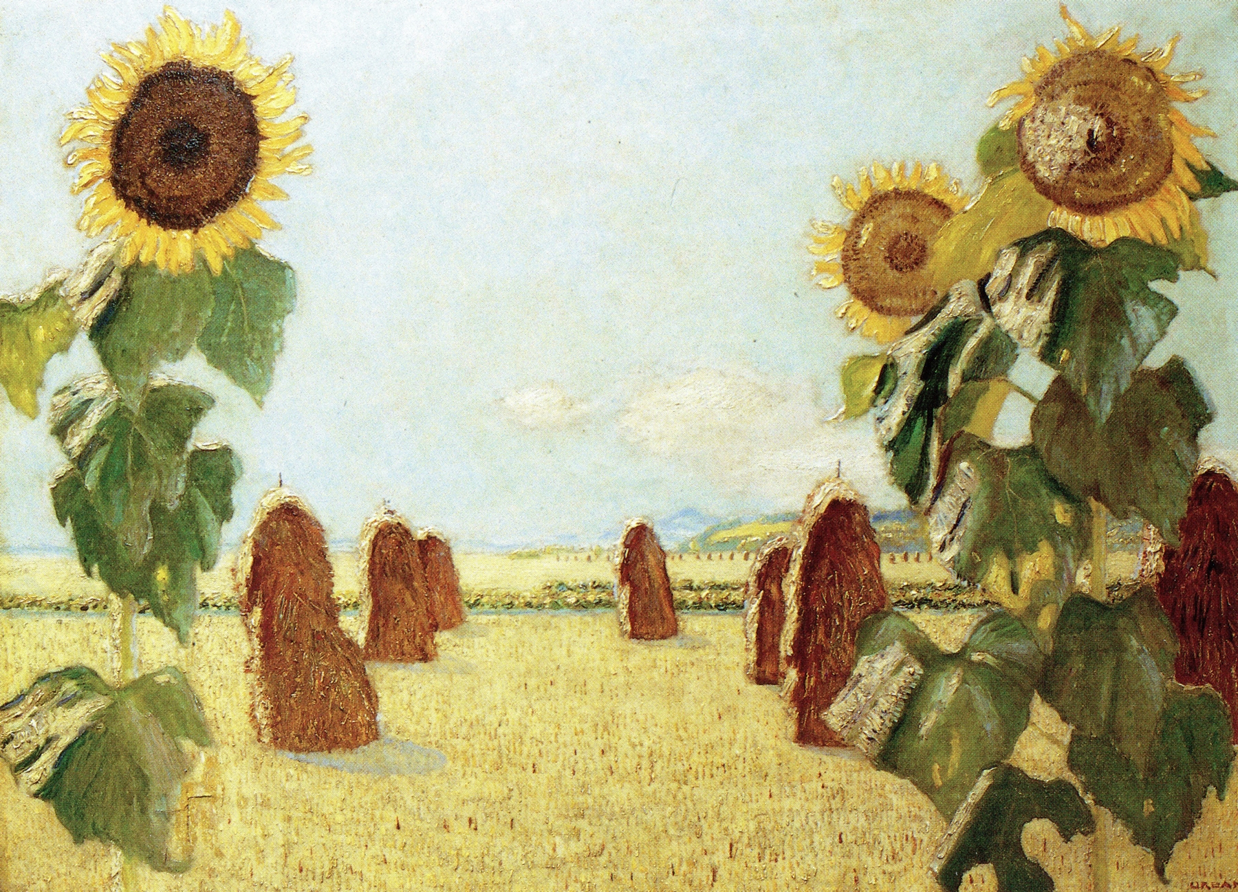 Vibrant sunflowers in oil on canvas by Hermann Urban