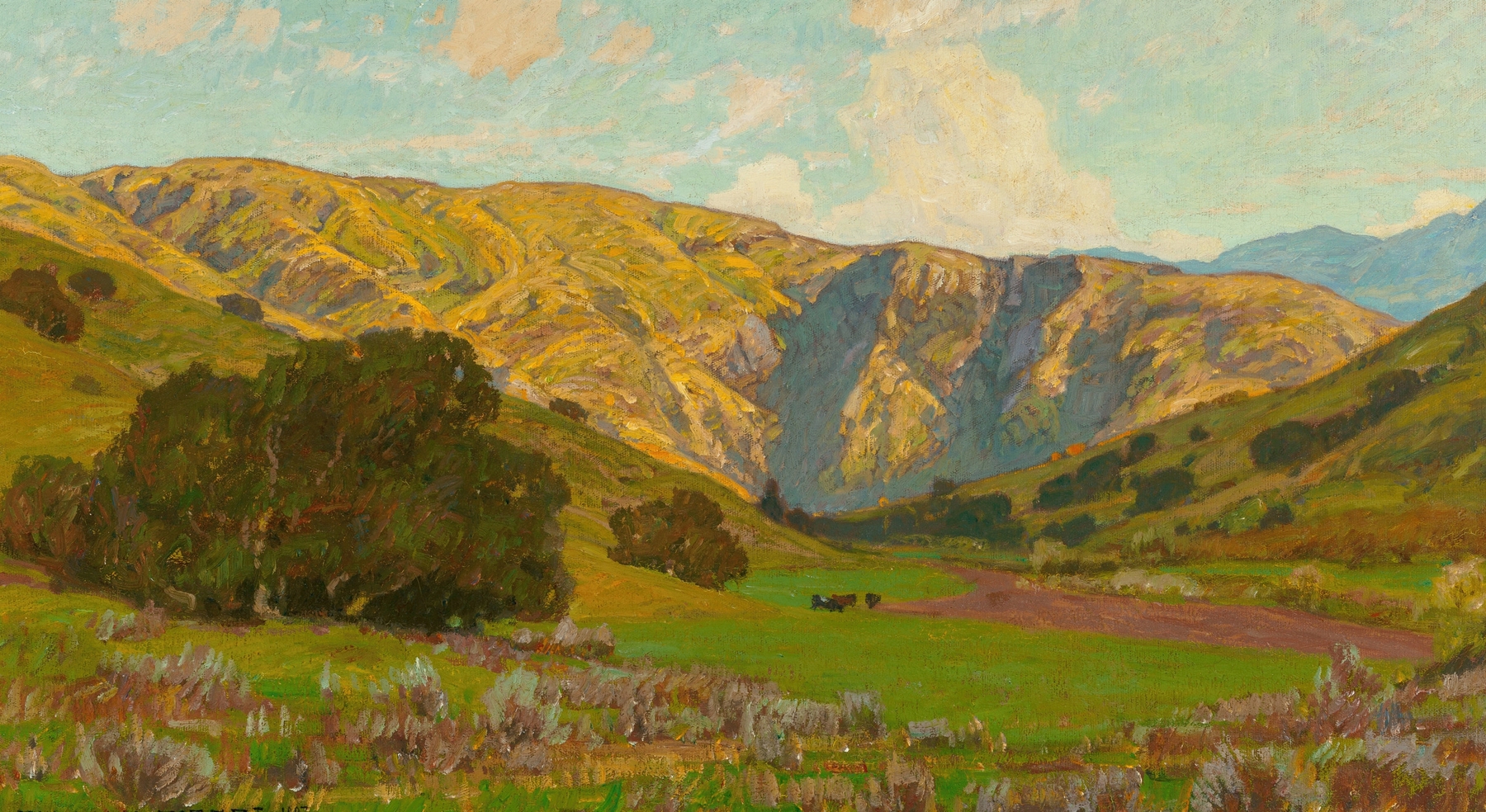 Meadow with Distant Hills, oil on canvas by William Wendt