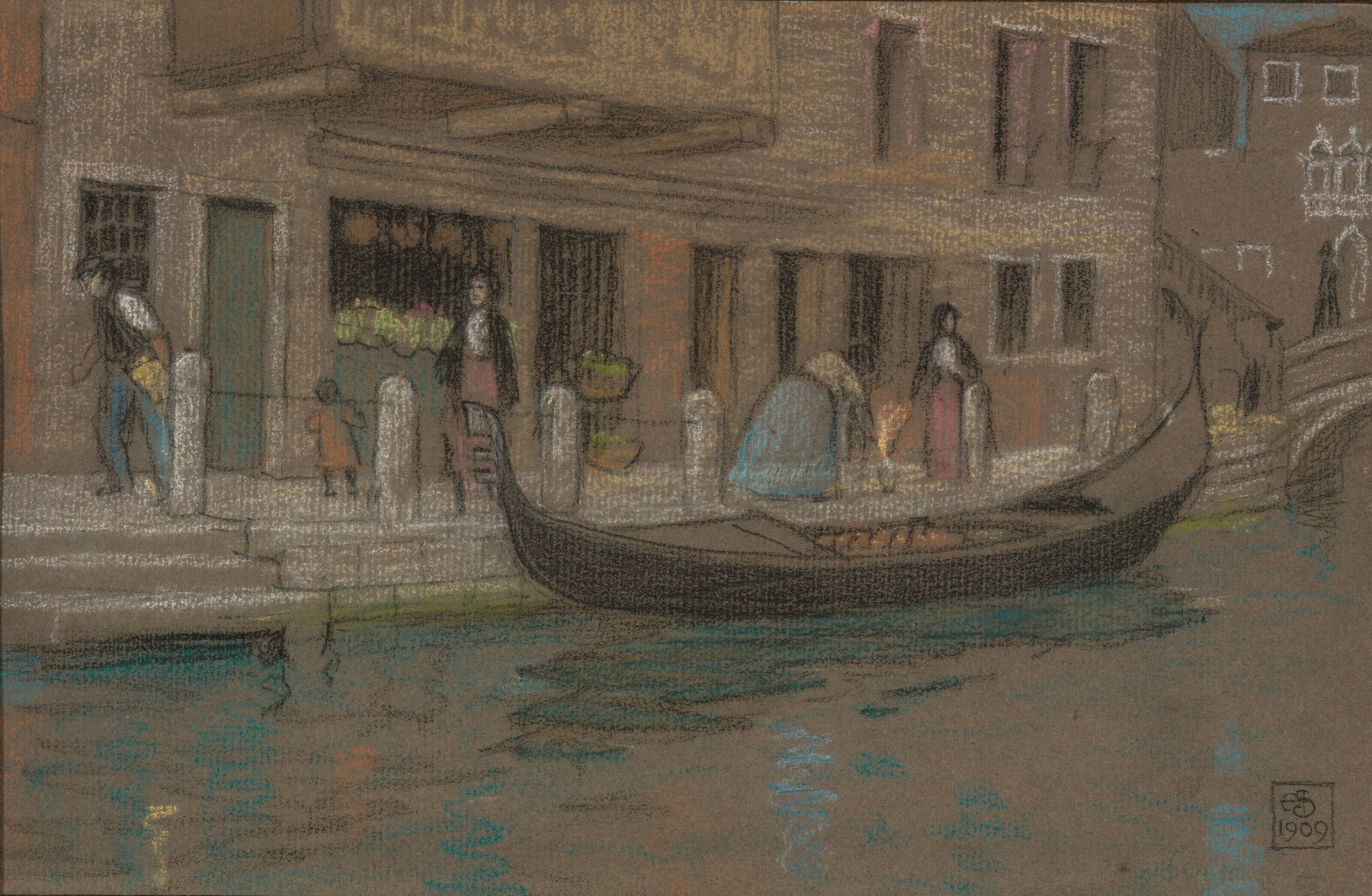 A canal in Venice, oil on canvas by Joseph Edward Southall