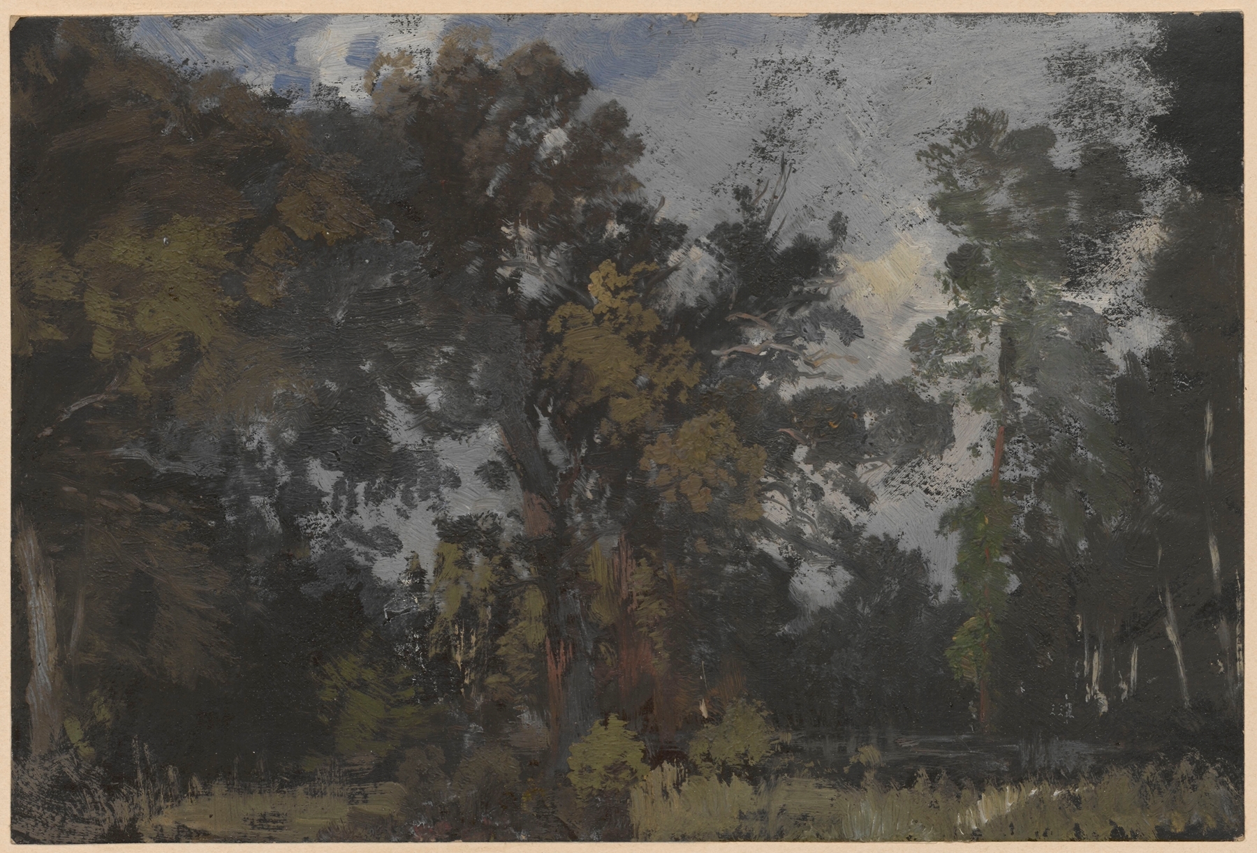 Landscape featuring trees by the river, oil painting by Adolf Dressler