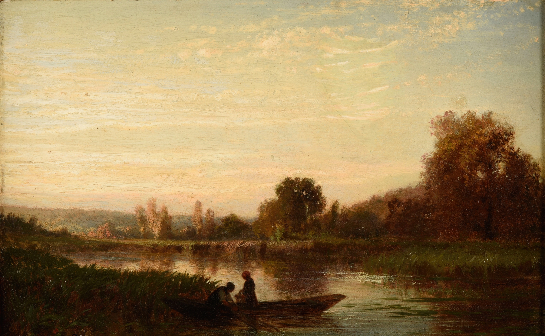 Landscape with a river, oil on canvas by Émile Lambinet