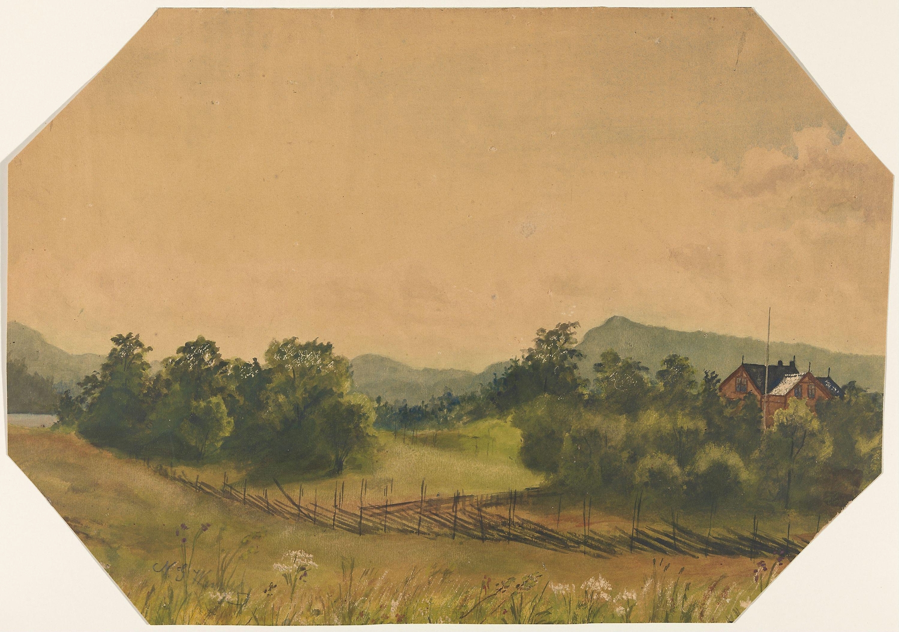 Landscape with a House by Gustav Wentzel, oil painting depicting a serene house in nature