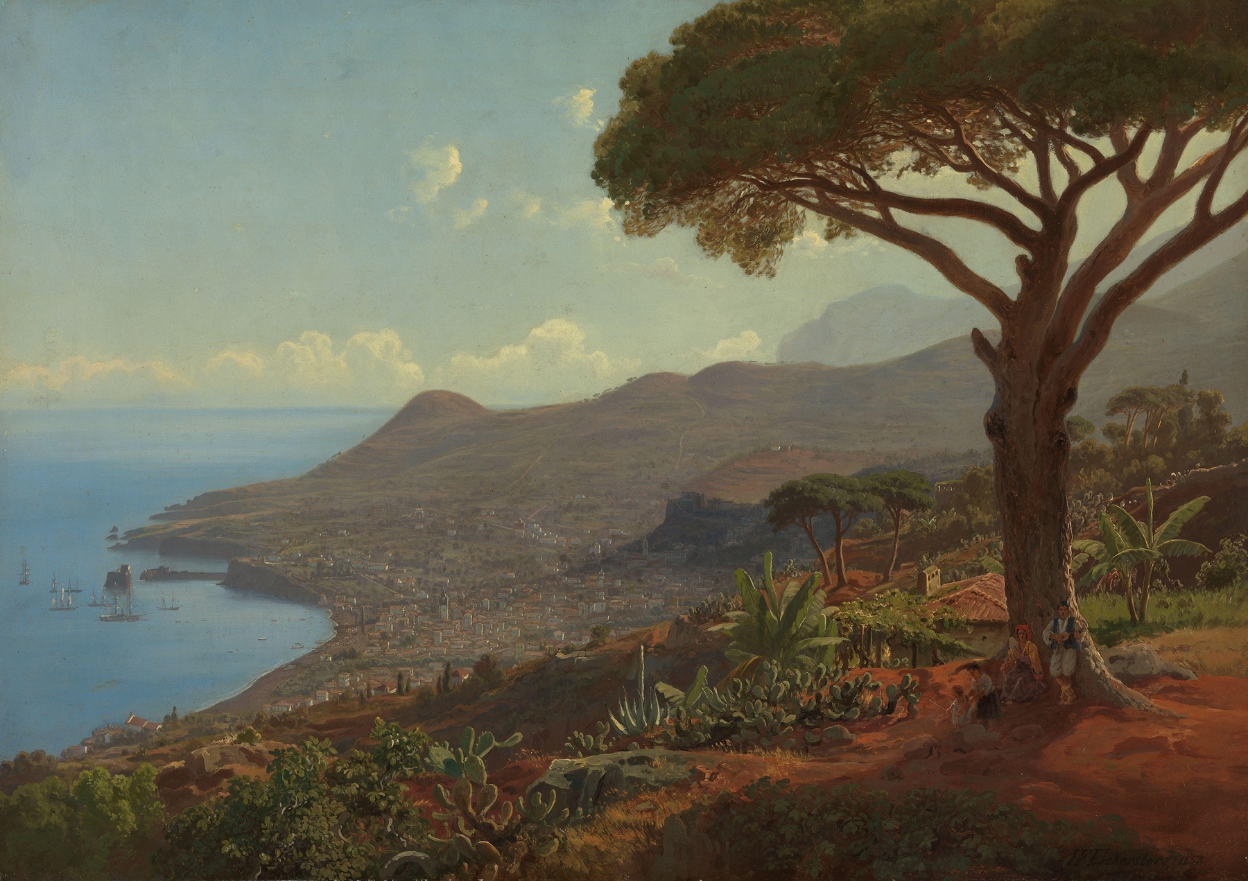 Landscape of Funchal at sunset, oil on canvas by Johan Fredrik Eckersberg