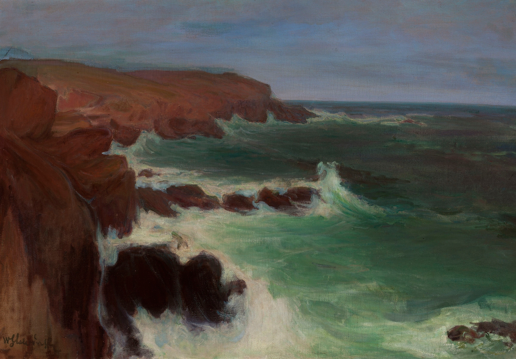 Marine scene with waves and light, oil on canvas by Władysław Ślewiński