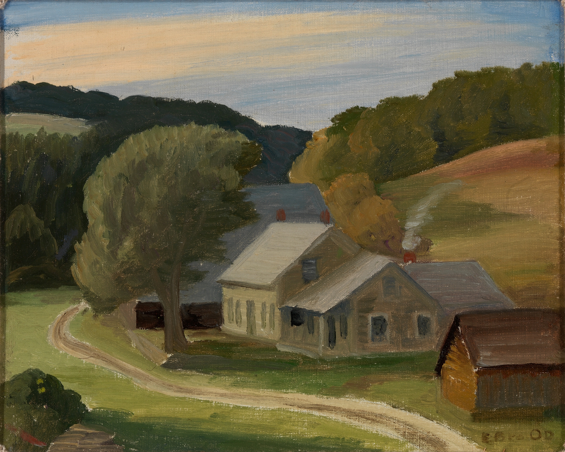 Landscape by Edward Bruce, impressionism, depicting a serene natural scene with vibrant light.