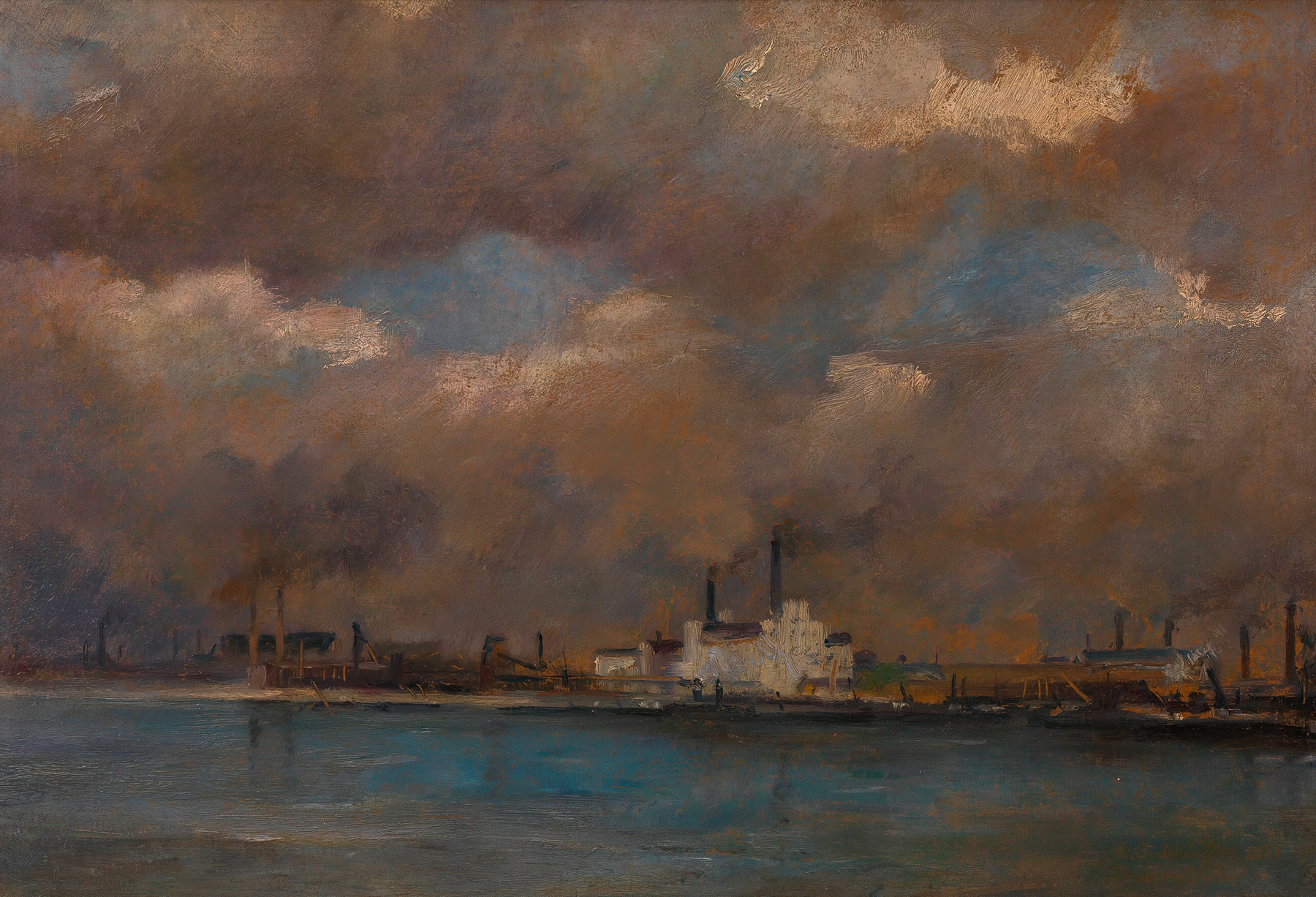 Fabrikanlagen bei Kaisermühlen, by Emil Jakob Schindler, public domain