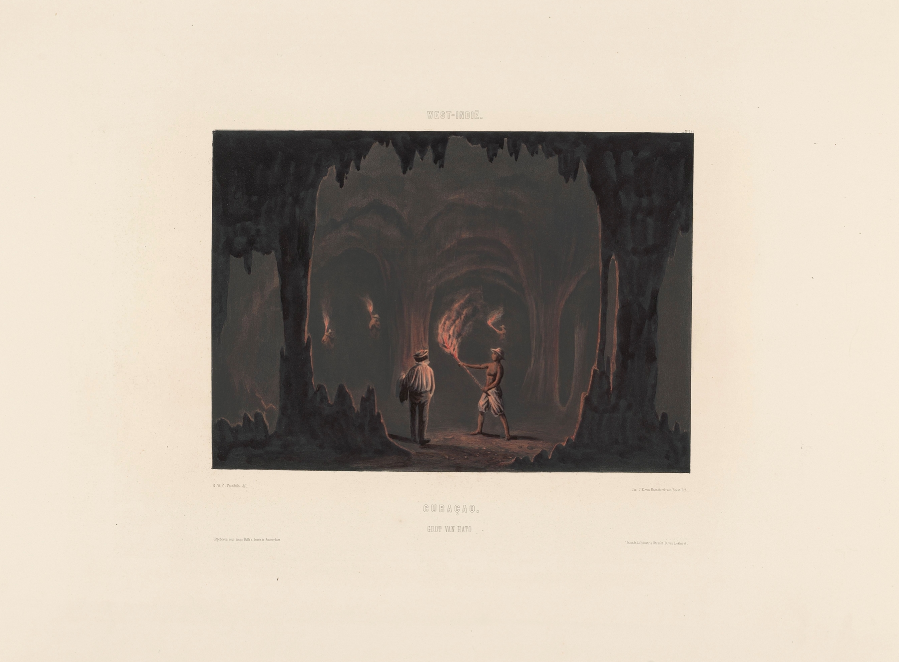 Curaçao. Grot van Hato by Gerard Voorduin, oil painting depicting a serene cave landscape.