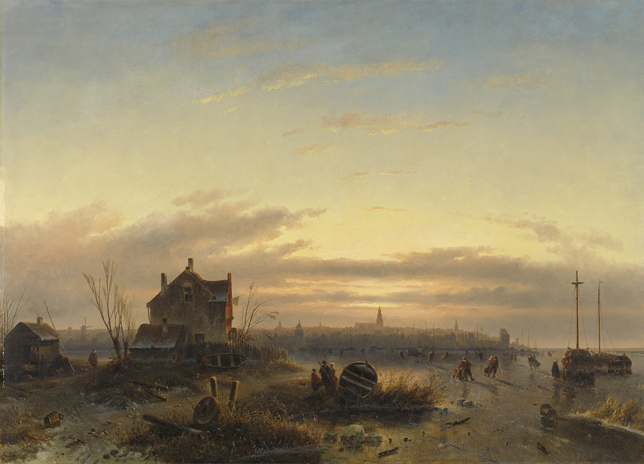 Winter op het IJ voor Amsterdam, oil on canvas by Charles Leickert depicting a frozen river and snowy landscape.