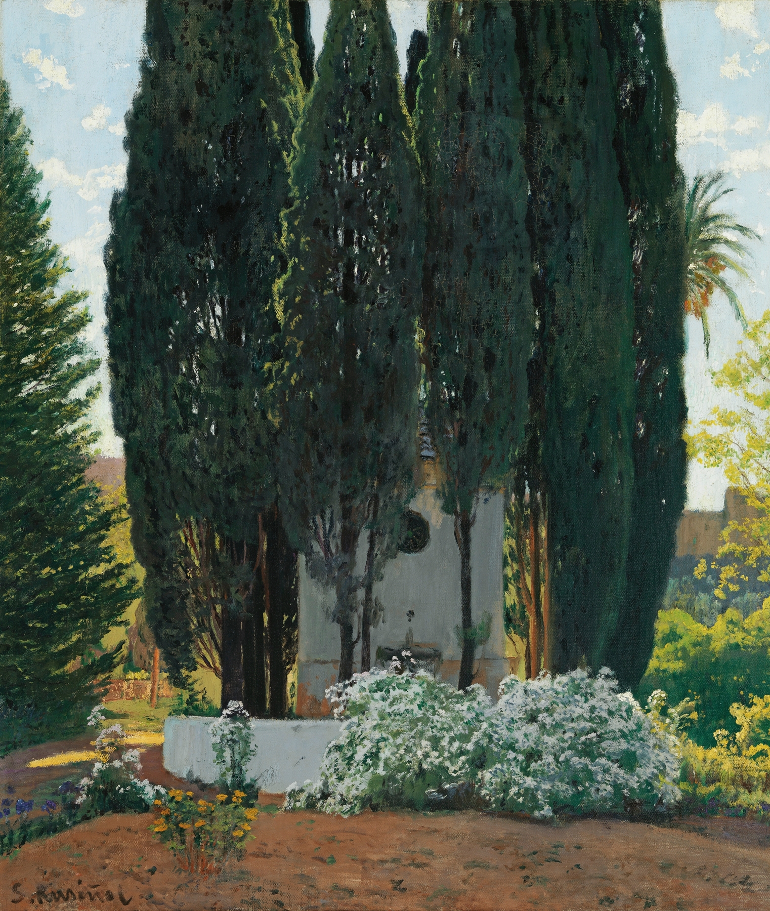 La Fuente De Los Cipreses, by Santiago Rusiñol, public domain