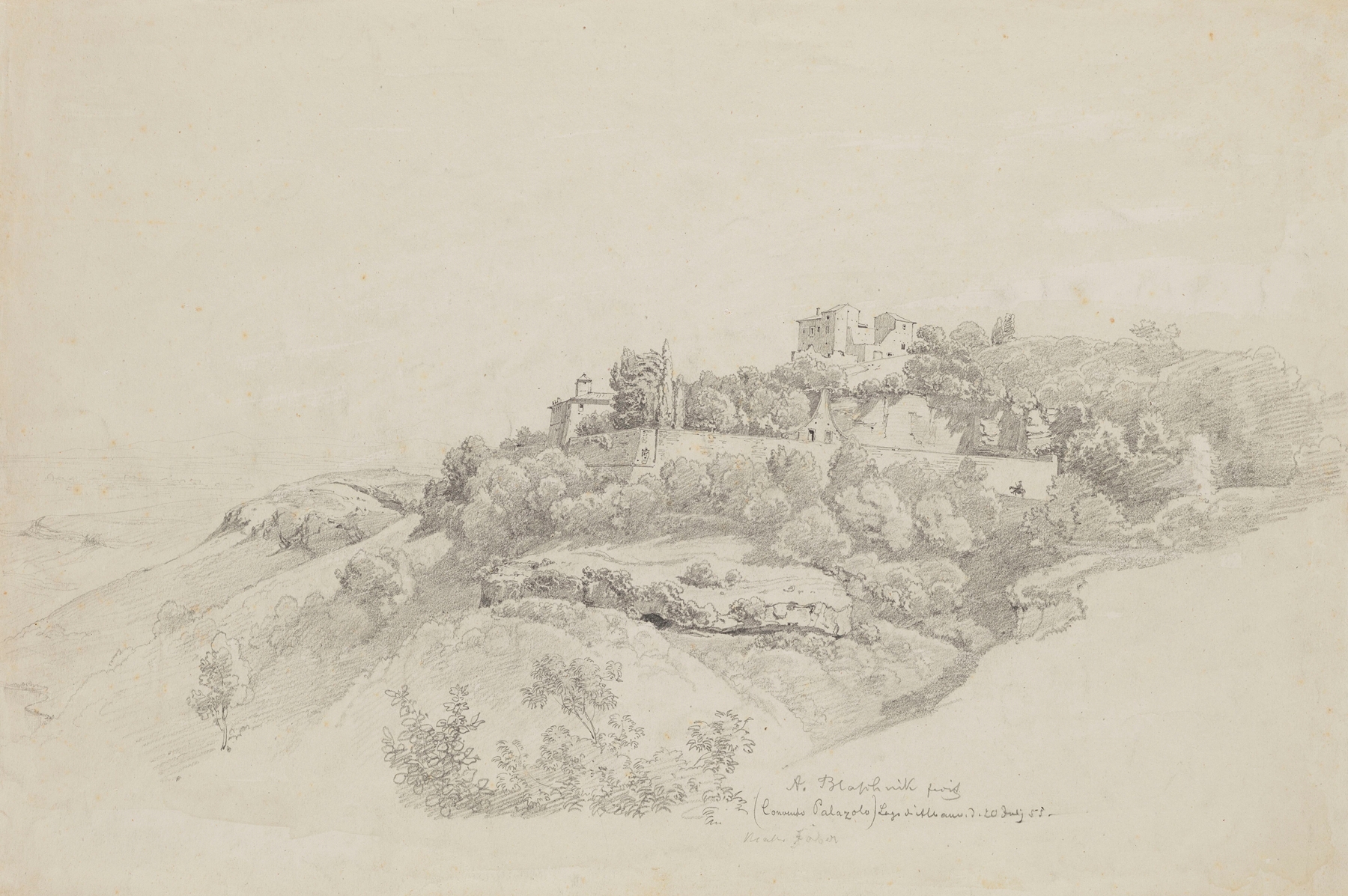 Palazzolo Monastery landscape by Arthur Blaschnik, oil on canvas