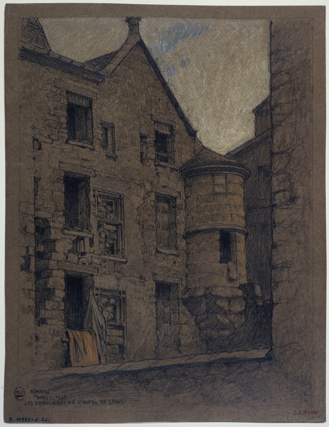 Derrière de l’hôtel de Sens by Ferdinand Boberg, oil on canvas depicting a colorful hotel facade.